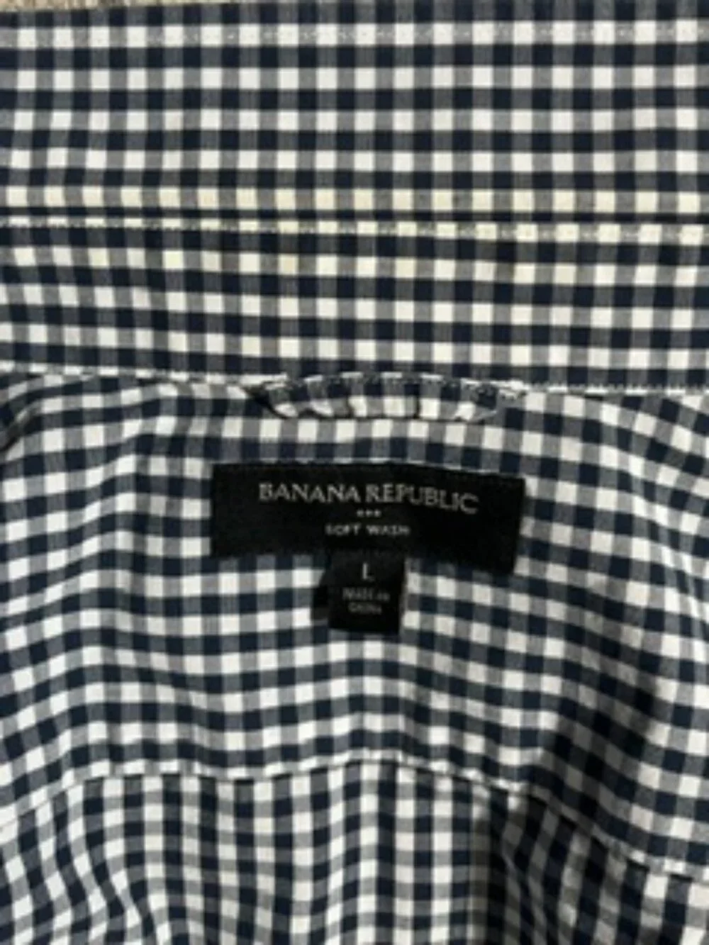🧡3/$15 Banana Republic Soft Wash Gingham Short Sleeve Shirt Men's L